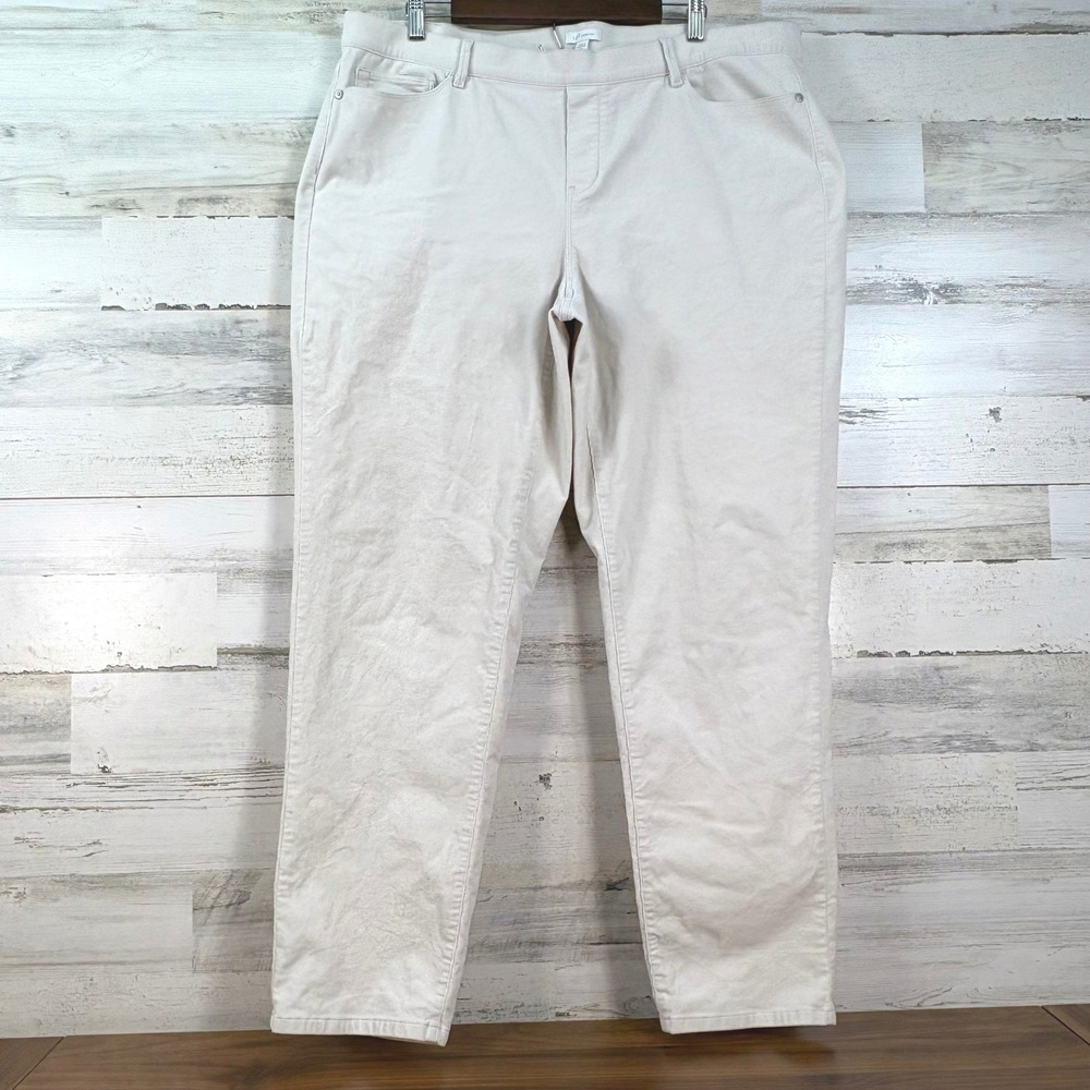 J. Jill Womens Cream Corduroy Pull On Straight Leg Pants 2X Classic Neutral‎